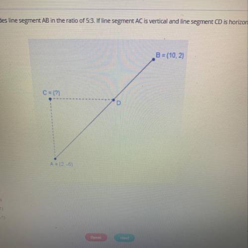 In the diagram point D divides line segment AB in the ratio of 2 If line segment Acis vertical and