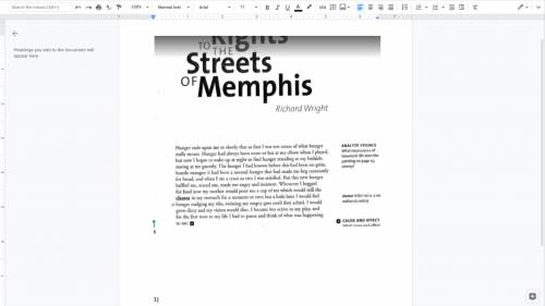 In the text, The Rights to the Streets of Memphis, Richard Wright, tells the story of a childhood
