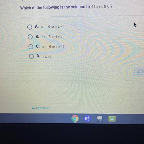 Which of the following is the solution to 4 | x+3|2 8 ?