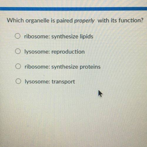 Which organelle is paired properly with its function?