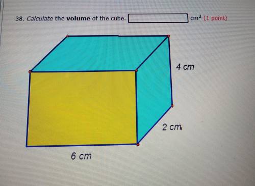 Calculate the volume of the cube ____ cm³
