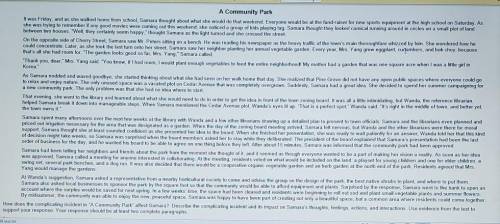 Title  A Community Park  You'll have to click on the picture and make it bigger. (Question 1) H