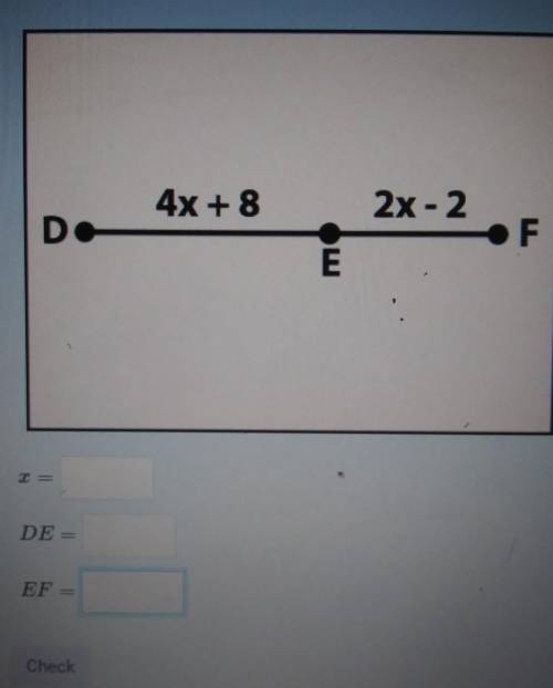 Using the following image, if DF= 120, what are x, DE, and EF.