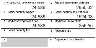 According to this partial W-2 form, how much money was paid in FICA taxes? 1) wages, tips, and othe