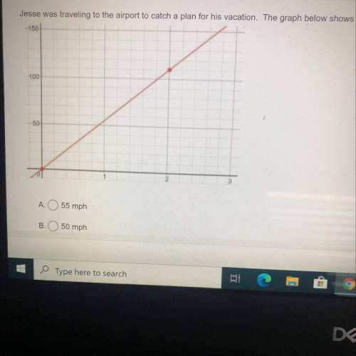 Jesse was traveling to the airport to catch a plan for his vacation. The graph below shows the dist