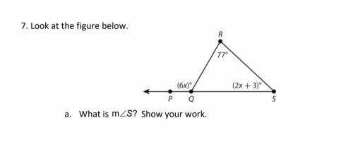 Help find the angle of s and what is x?