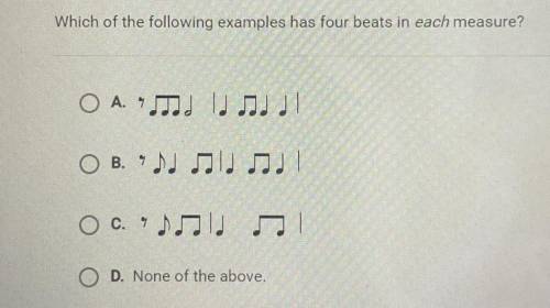 Which of the following examples has four beats in each measure?

ת נמנו גללי .O A
תקנות בתי O B
ות