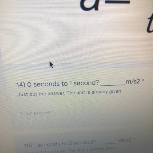 0 seconds to 1 second?____m/s2