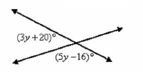 Use the figure below to find the value of y and each angle shown.