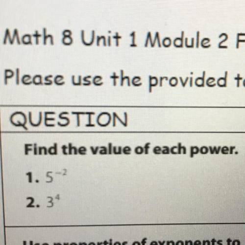 Find the value of each power 5^-2