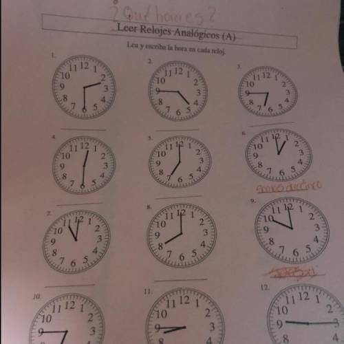 I need to know the time for the clock in spanish