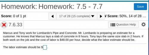urgent! Marcus and Tony work for Lombardo's Pipe and Concrete. Mr. Lombardo is preparing an estima