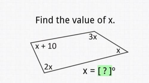 Find the value of x. Polygon angle sums