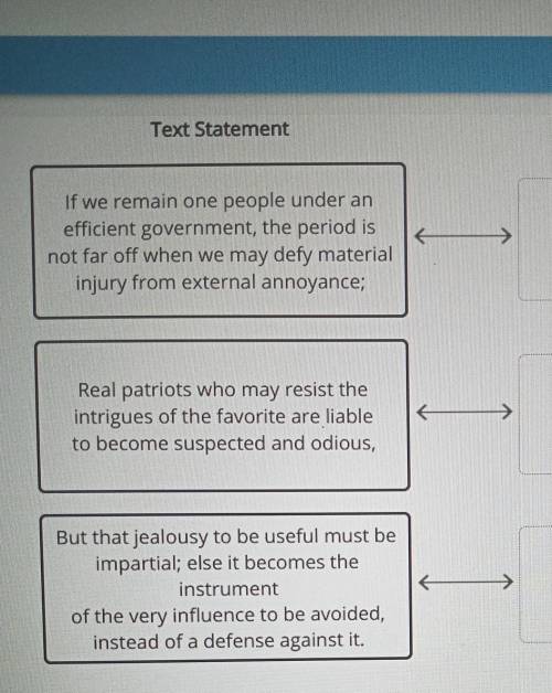 What is the purpose of each statement from George Washington's Farewell Address? Match the correct