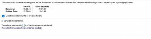 PLEASE HELP!! ASAP NOWWWW Two races that a student runs every year are the 1492-mile race in his h