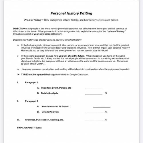 Personal history writing