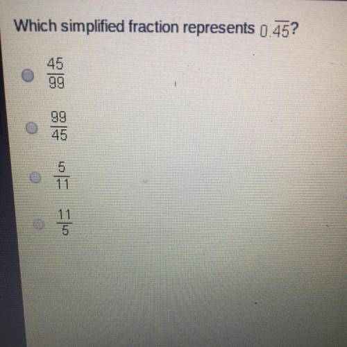 Which simplified fraction represents 0.45?