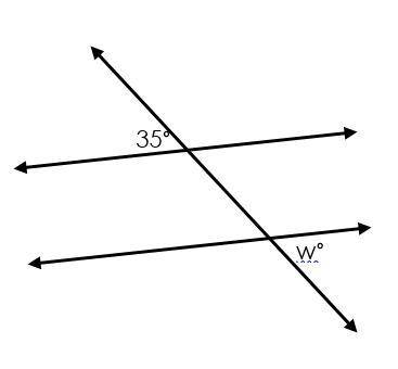 What is the measure of angle w in the figure below? You must type w = ___ in your answer.