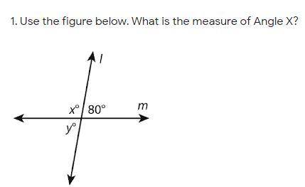 What is the measure of Angle X?
A. 80 Degrees
B. 100 Degrees
C. 110 Degrees