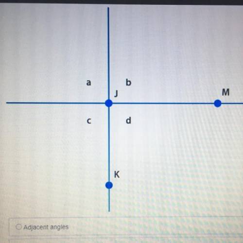 Plz help

Which of the following explains the relationship between angles a and b?
Adjacent angles