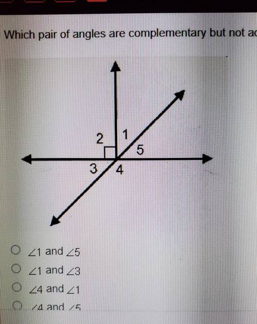 Which pair of angles are complementary but not adjacent?
