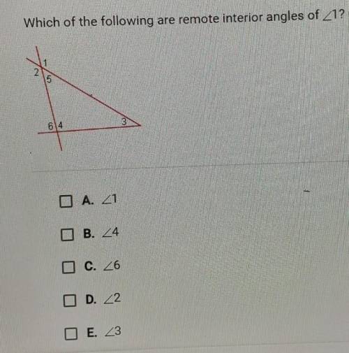 Which of the following are remote interior angles of Z1?