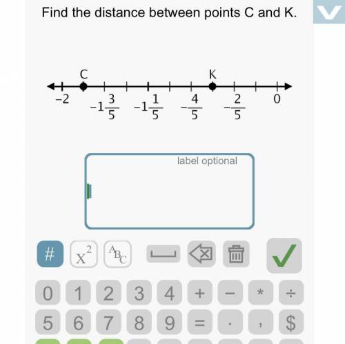 Find the distance between points c and k