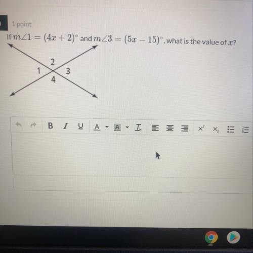 If mZ1 = (4x + 2)° and m/3 = (5x – 15), what is the value of a?