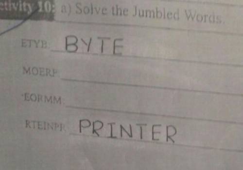 Solve the jumble words