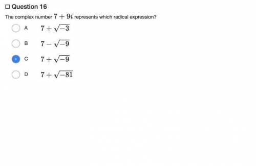 PLEASE HELP ITS TIMED I DONT NEED A BIG EXPLAINATION WILL DO BRAINLIEST

The complex number 7+9i
r