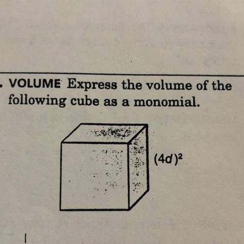Express the volume of the
following cube as a monomial.
