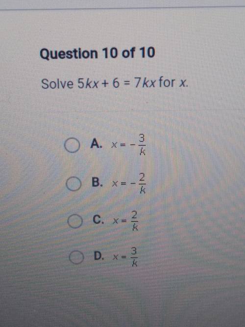 Solve 
5k+6=7 for x 
please I need it quick and fast