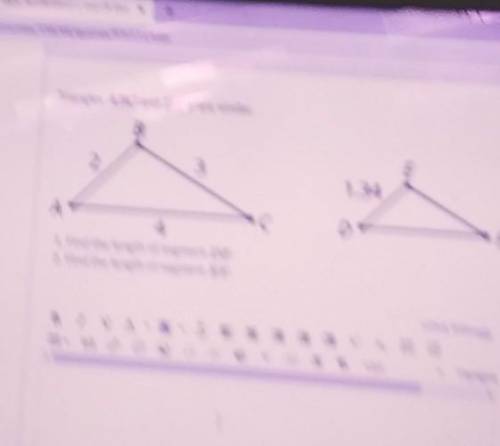 Triangles ABC and DEF are similar. Find the length of DF. find ths length of EF.

its a bit blurry