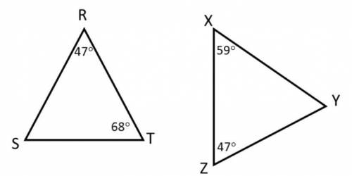 Which of the following is a pair of similar triangles?

A) Image A (1st Image)
B) Image B (2nd Ima