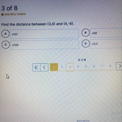 Find the distance between (3,4) and (4,-6).