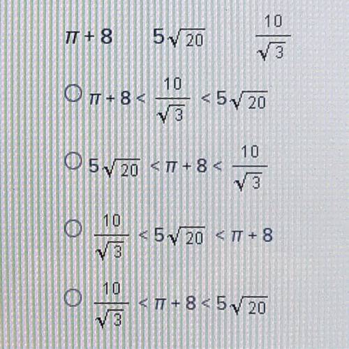 Which answer choice shows these three expressions in order from least to greatest?