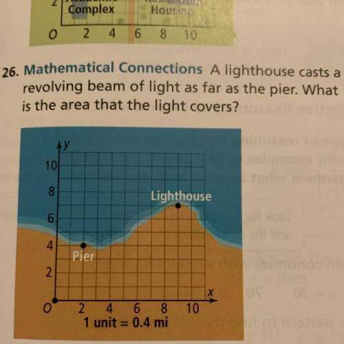 26. Mathematical Connections A lighthouse casts a

revolving beam of light as far as the pier. Wha
