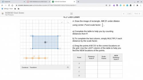 4. Draw the image of rectangle `ABCD` under dilation using center `P`and scale factor 1/2

a) Comp