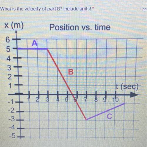 What’s the velocity of part B? Include Units