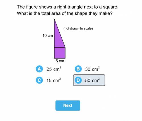 The figure shows a right triangle next to a square.

What is the total area of the shape they make