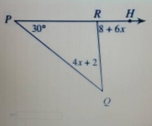 Solve for x in the following triangle.