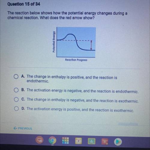 The reaction below shows how the potential energy changes during a

chemical reaction. What does t