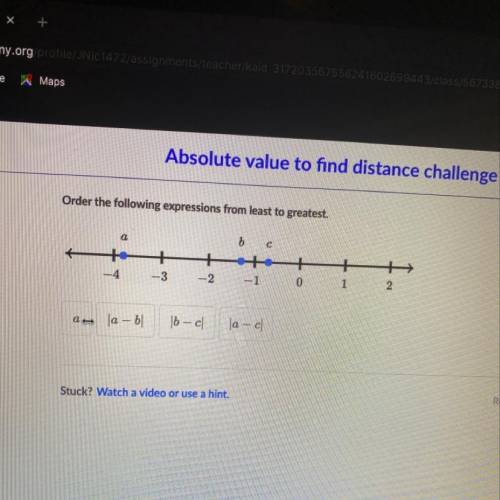 Absolute value to find distance challenge

Order the following expressions from least to greatest.