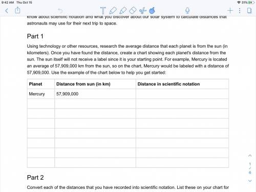 Using technology or other resources, research the average distance that each planet is from the sun