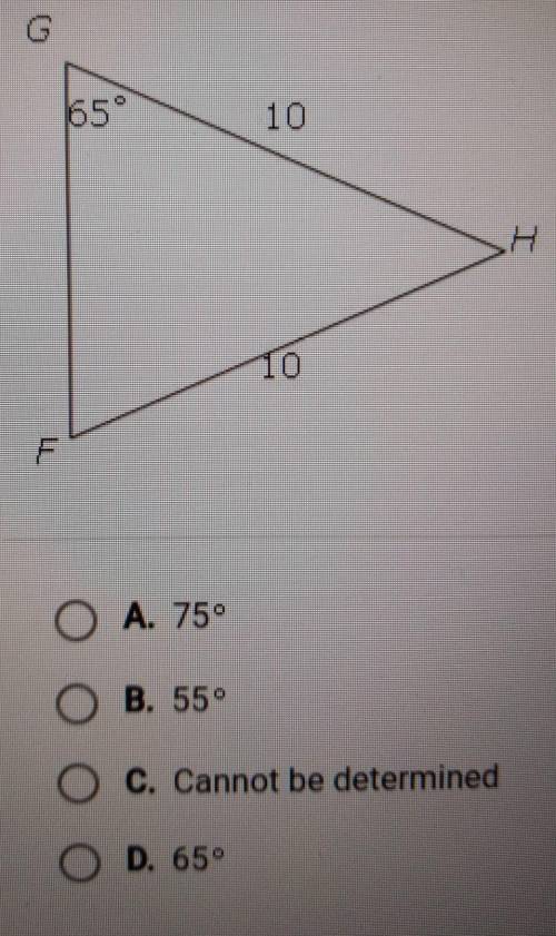 What is the measure of angle F?