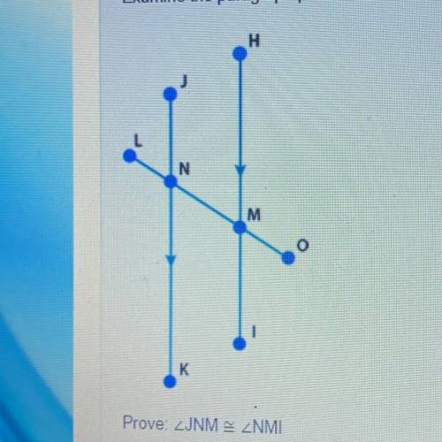 (01.07 MC)

Examine the paragraph proof. Which theorem does it offer proof for?
Prove: ZJNM x NMI