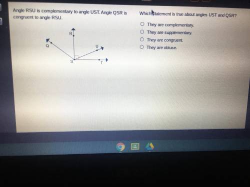 Which statement is true able angles UST and QSR ?