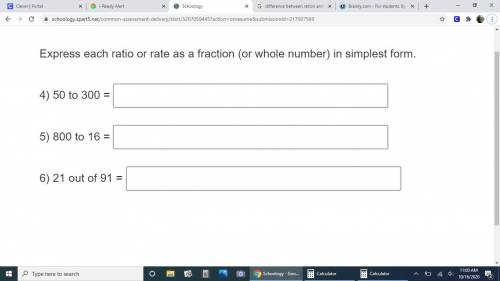 Express each ratio or rate as a fraction (or whole number) in simplest form.