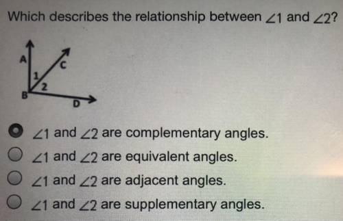 Which describes the relationship between <1 and <2?