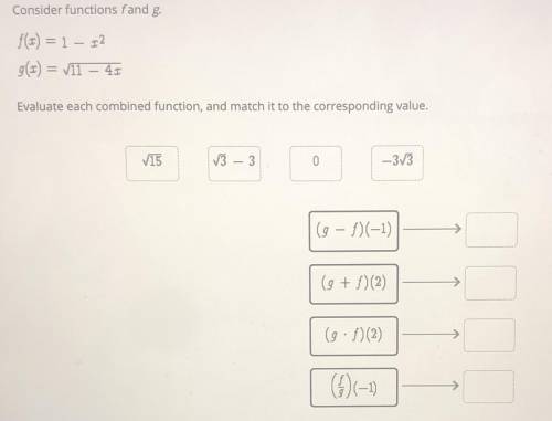 Evaluate each combined function, and match it to the corresponding value.